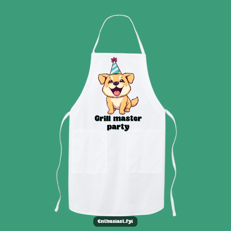 Funny Excited Dog Party Apron: Cook with Festive Humor - Great Gift!