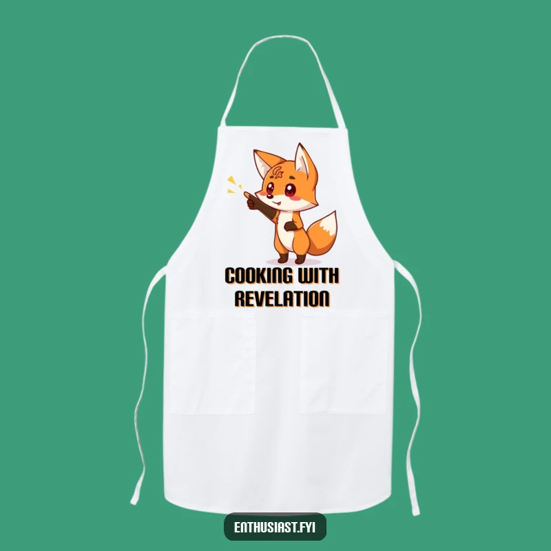 Funny Fox Kitchen Apron: Curious Character Pointing Sign Gift