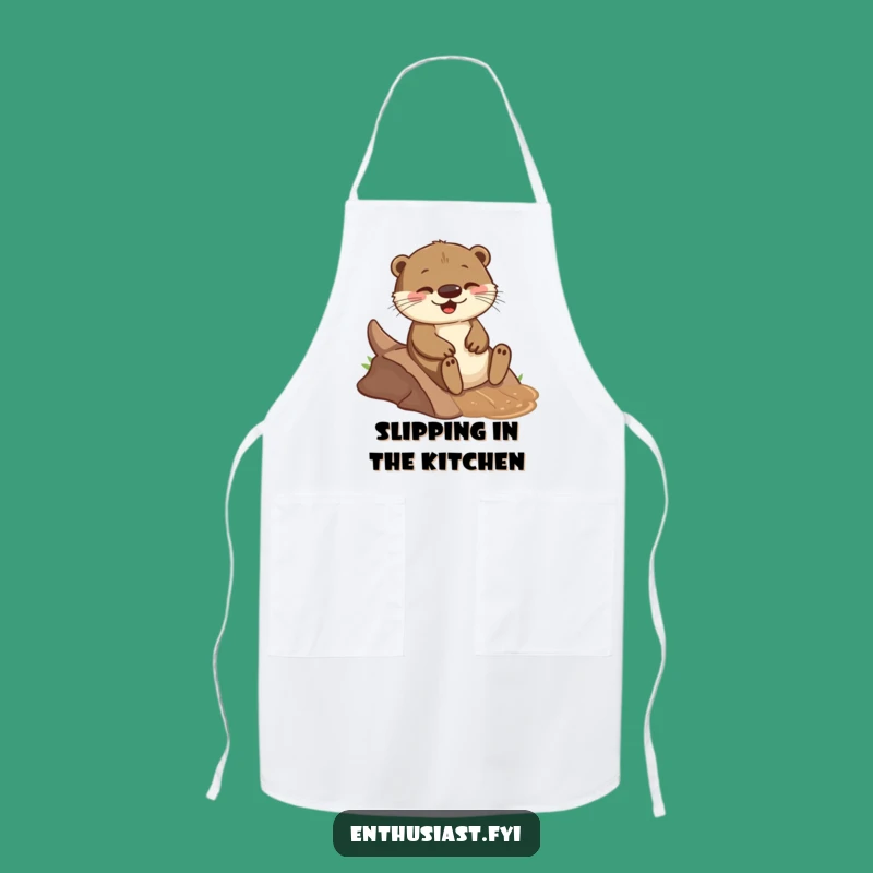 Funny Otter Mud Chef Apron: Joyful Play, Gift for Fun-Loving Cooks