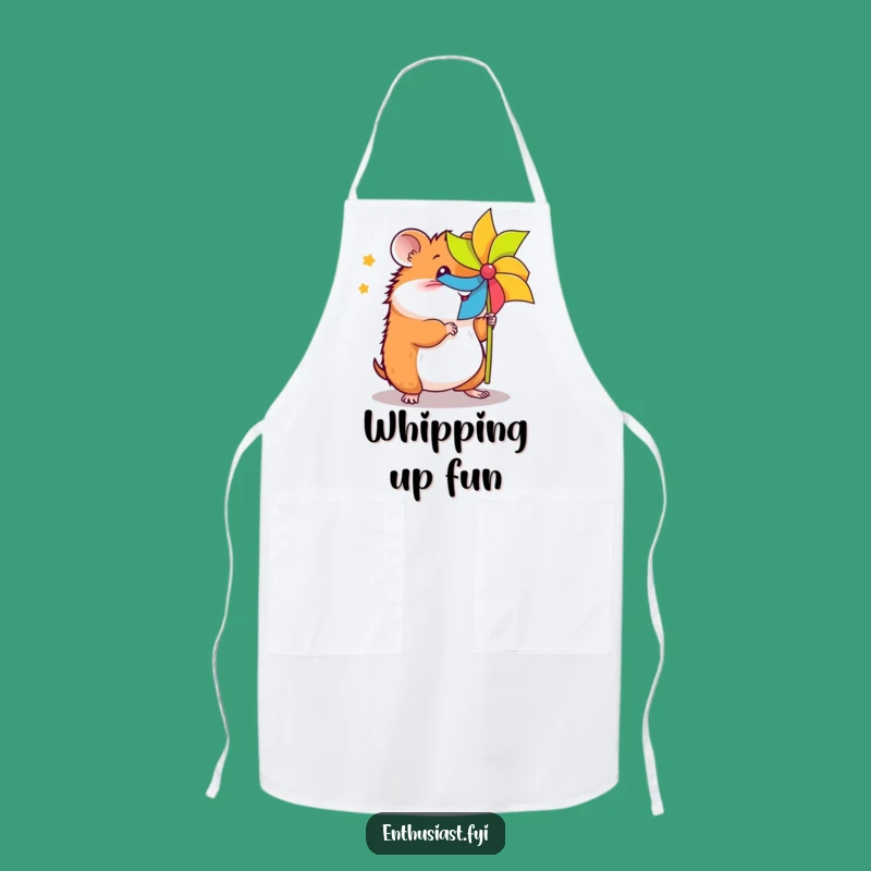 Funny Energetic Hamster Apron: Cook in Style with Pinwheel Pizzazz