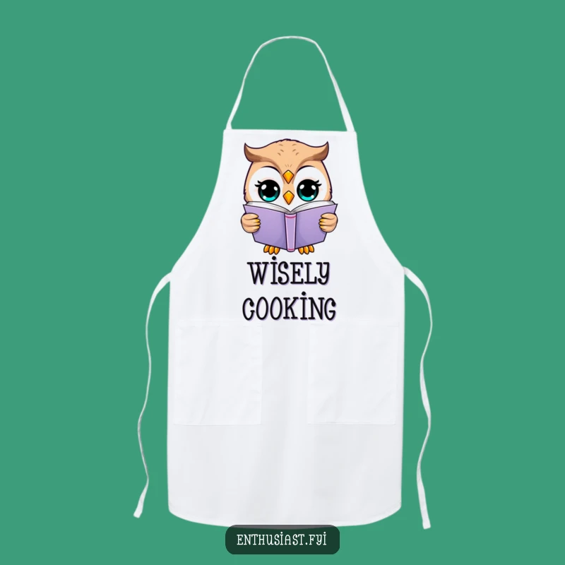 Funny Happy Owl Reading Apron: Cook with Scholarly Flair