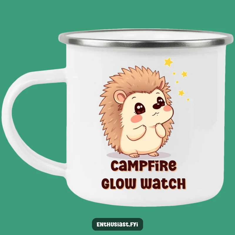 Funny Hedgehog Firefly Camp Mug: Wondering Gaze, Durable, Outdoor Magic Gift