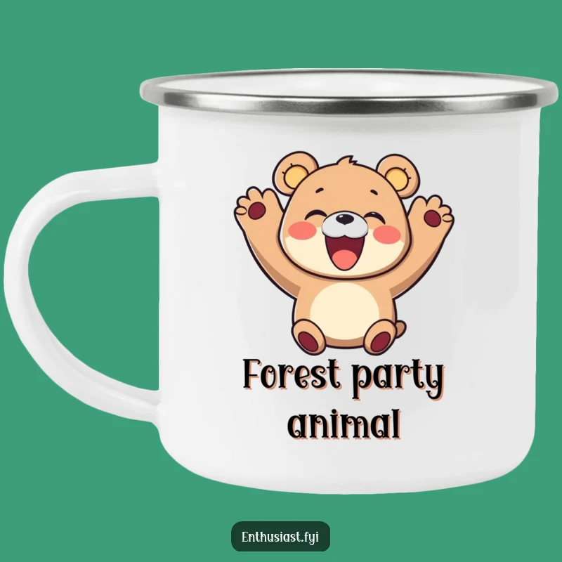 Funny Bear Camping Mug: Enjoy Your Adventure with This Cheerful Character