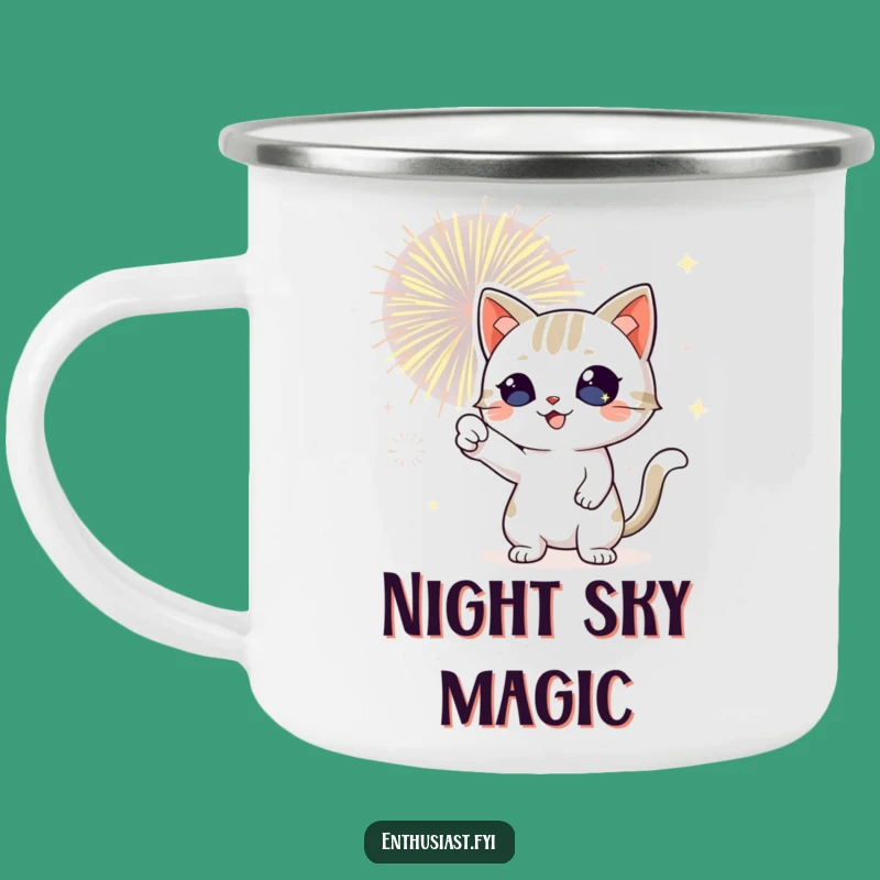 Funny Cat Campfire Mug: Fireworks Fan Feline, Hilarious Outdoor Funny Gift for Campers