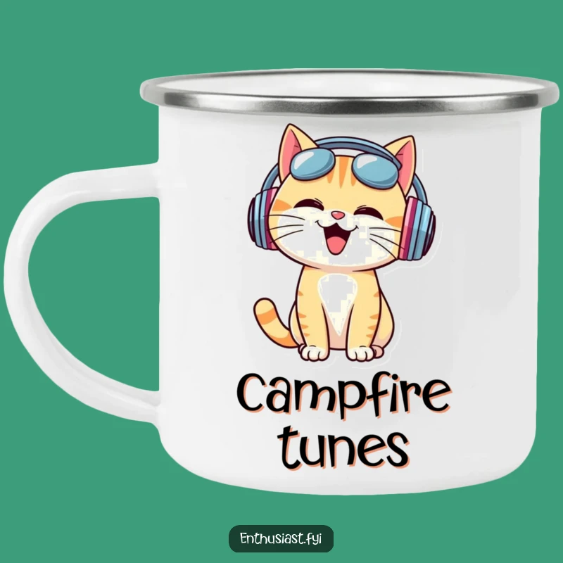 Funny Cat DJ Camping Mug - Campfire Beats & Feline Fun!
