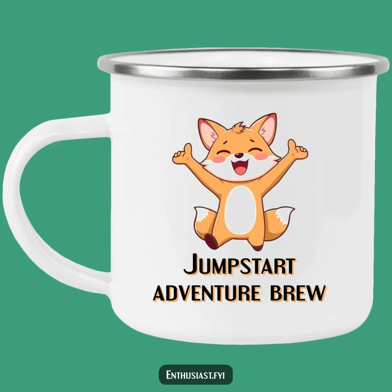 Funny Joyful Fox Camping Mug: Happy Sips Outdoors, Great Funny Gift