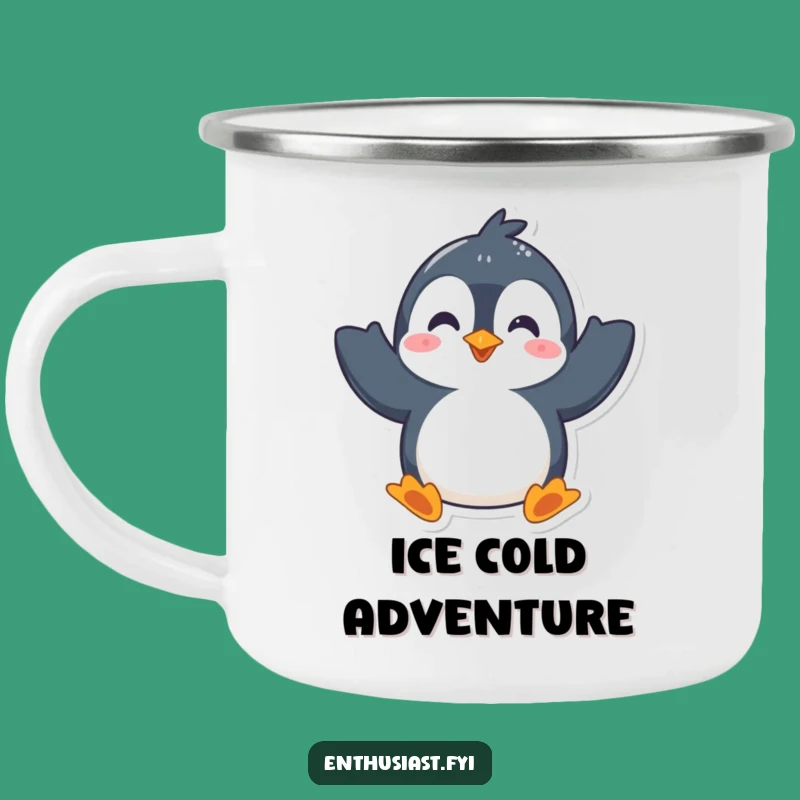 Funny Penguin Campfire Mug: Start Your Day with a Hilarious Waving Friend
