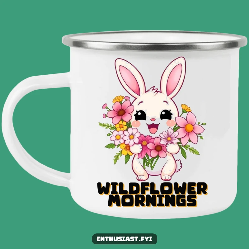 Funny Rabbit Campfire Mug: Sip Your Morning Brew with this Floral Delight