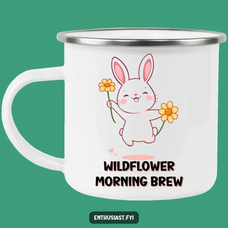 Funny Rabbit Flower Camping Mug - Durable & Humorous Outdoor Gift!