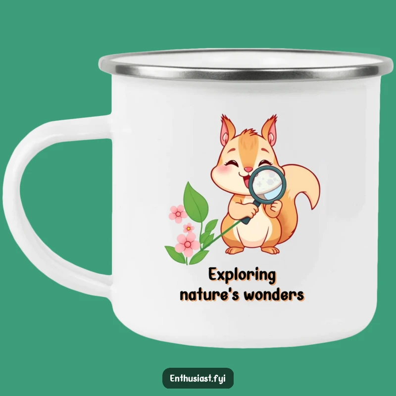Funny Squirrel Magnifying Flower Camping Mug - Adventure-Ready Hilarious Drinkware