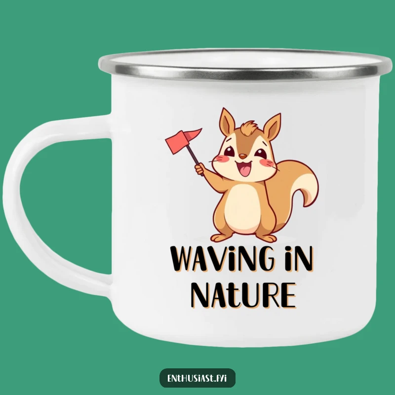 Funny Excited Squirrel Camping Mug: Enjoy Drinks with Spirited Cheer