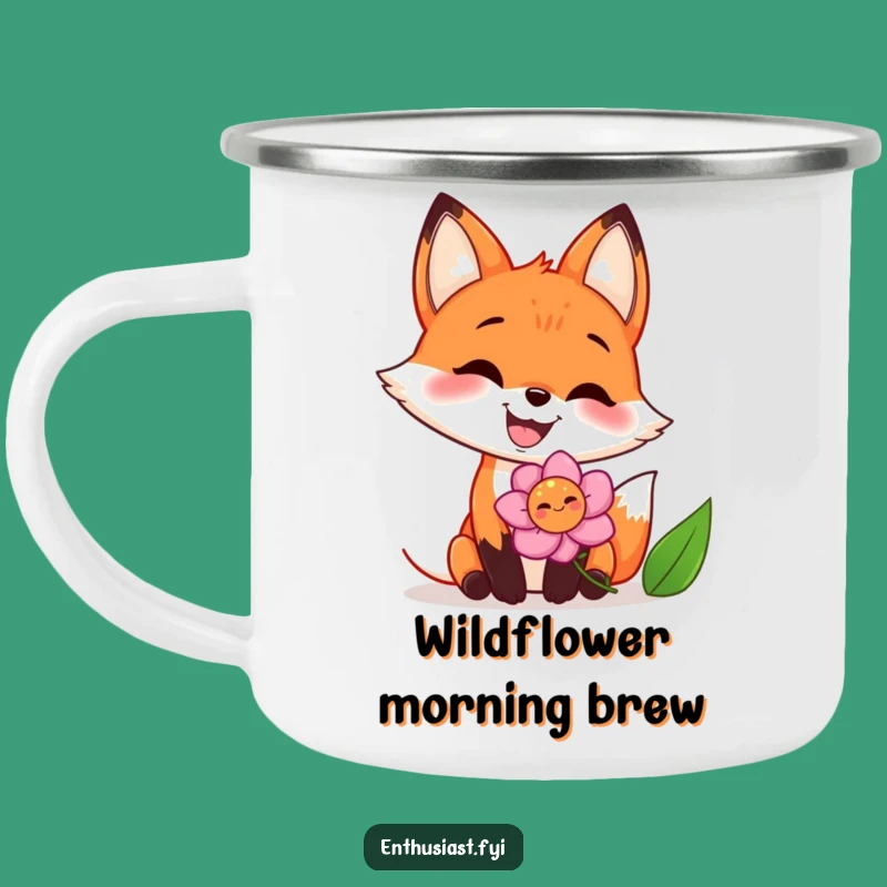 Funny Fox Flower Camp Mug: Big Grin, Durable, Joyful Outdoor Gift