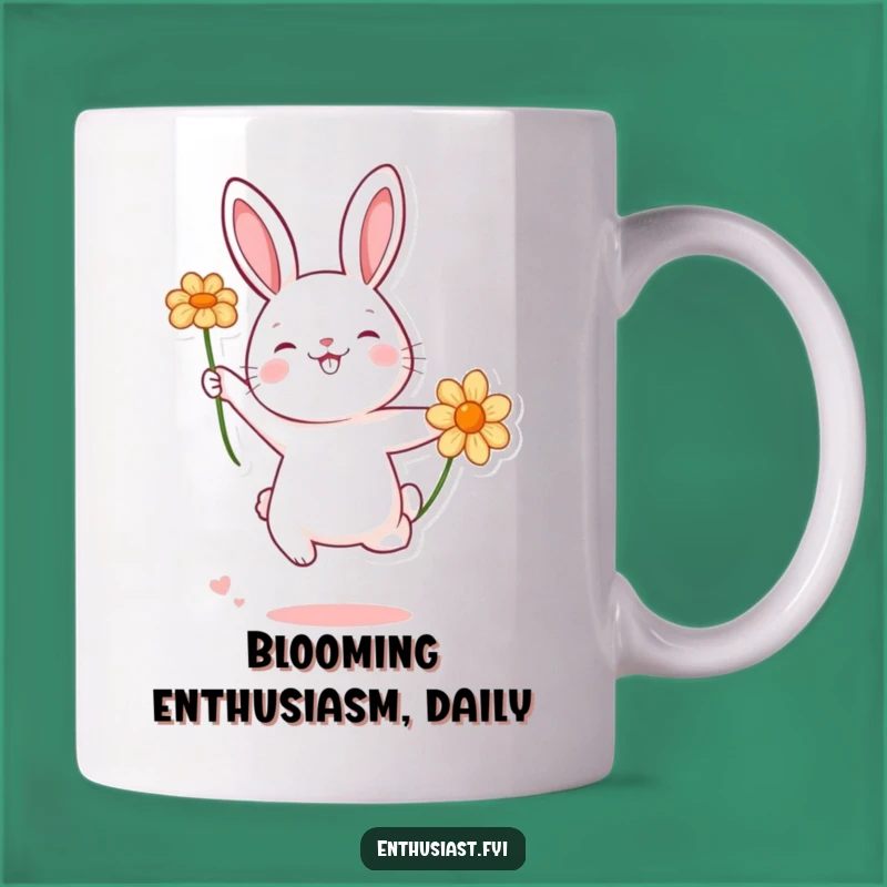Funny Joyful Rabbit Flower Jumping Mug - Perfect Gift for Rabbit Lovers!