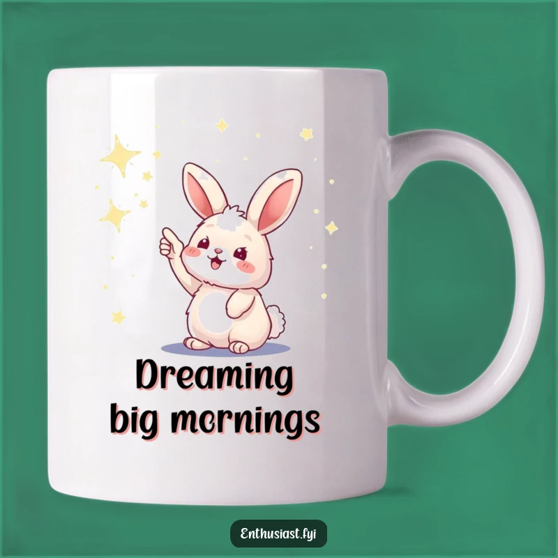 Funny Bunny Stargazing Mug: Excitedly Pointing at Stars Hilarious Gift for Dreamers
