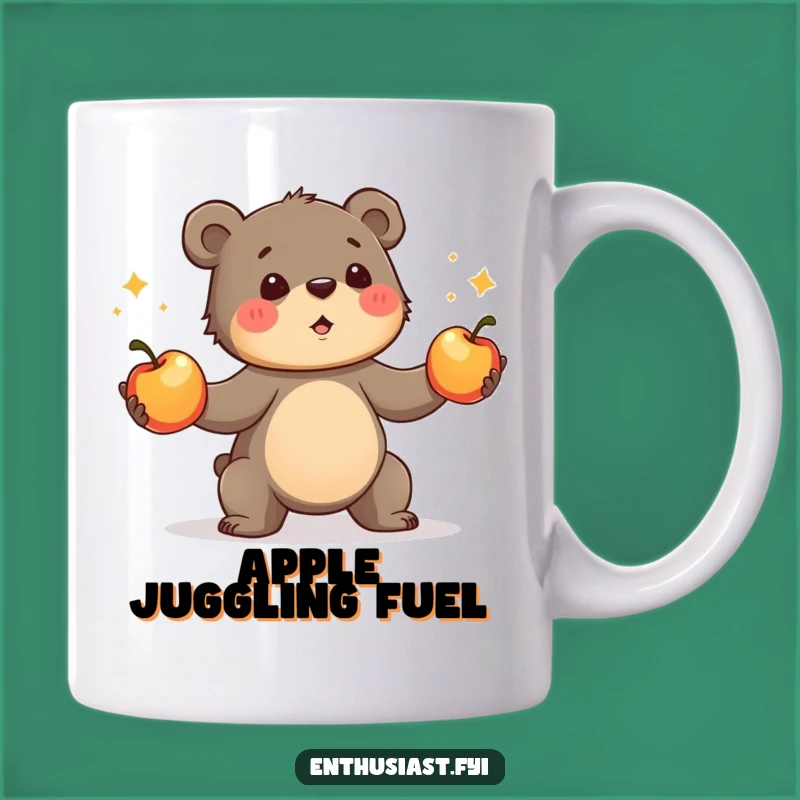 Funny Bear Cub Juggling Mug - Apple Master Gift - Hilarious Fruit Fan!