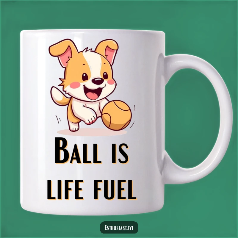 Funny Dog Mug: Happy Pup Chasing Ball, Perfect Gift for Dog Lovers