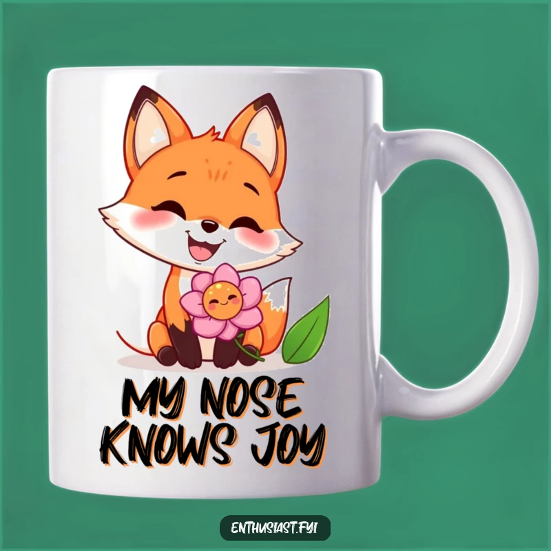 Funny Fox Flower Sniff Mug: Joyful Grin, Perfect Gift for Nature Lovers