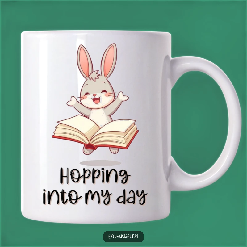 Funny Reading Bunny Mug: Joyful Bookworm Celebrate Literature, Perfect Gift