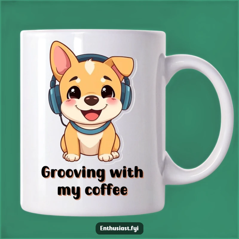 Funny Music Dog Mug: Happy Pup Jamming Out, Perfect Gift for Pet Lovers