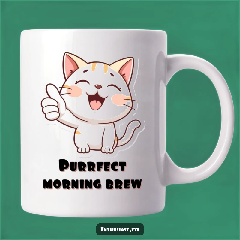 Funny Cat Thumbs Up Mug: Purrfectly Positive, Ideal Funny Gift!