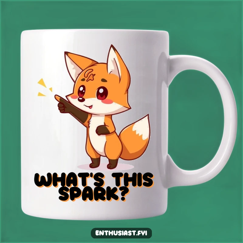 Funny Fox Curiosity Mug: Excited Pointer at Sign Gift