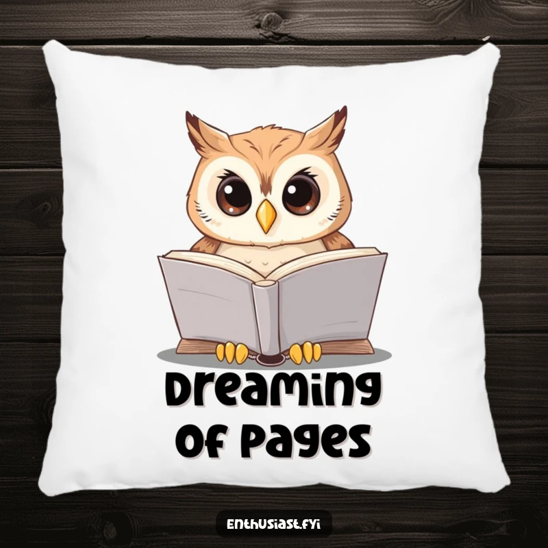 Funny owl reading pillow features a wise owl reading a book, offering comfortable and intellectually stimulating decor.