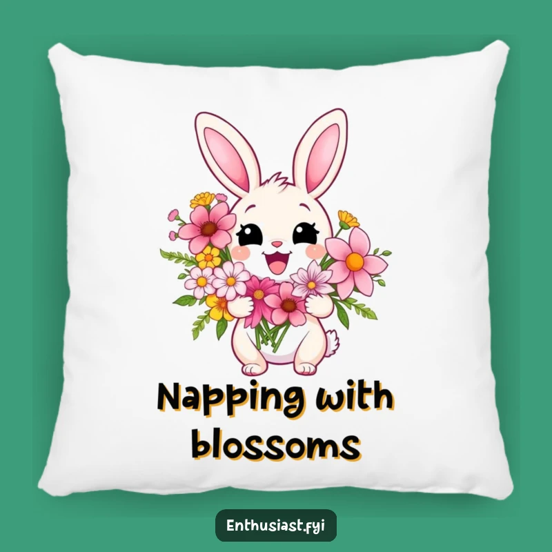 Funny Rabbit Blossom Pillow: Snuggle Up with this Hilarious Flower-Loving Bunny