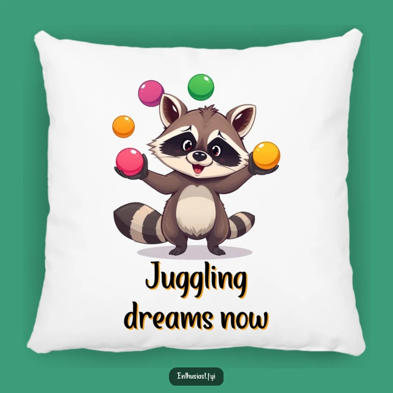Funny Raccoon Juggling Pillow: Cozy Comfort with Playful Charm