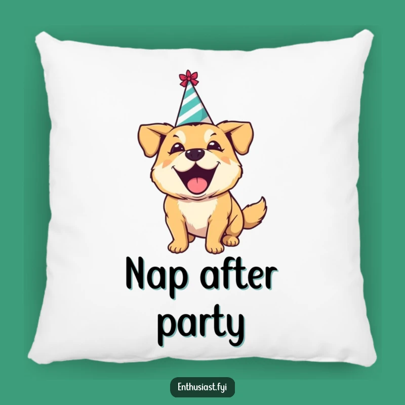 Cozy Funny Excited Dog Pillow: Cuddle Up with Party Joy - Adorable Gift!