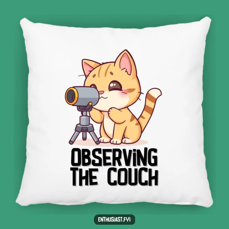 Funny Cat Telescope Pillow: Cuddle Up with Cosmic Curiosity!