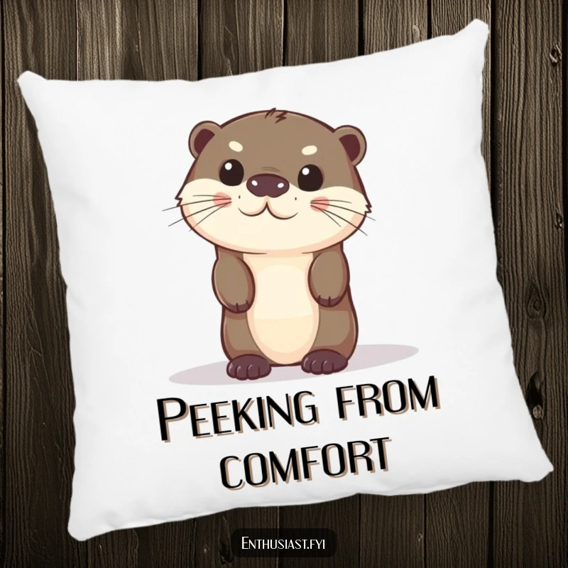 Funny otter pillow featuring a curious character peeking out, adding a playful touch to any space.
