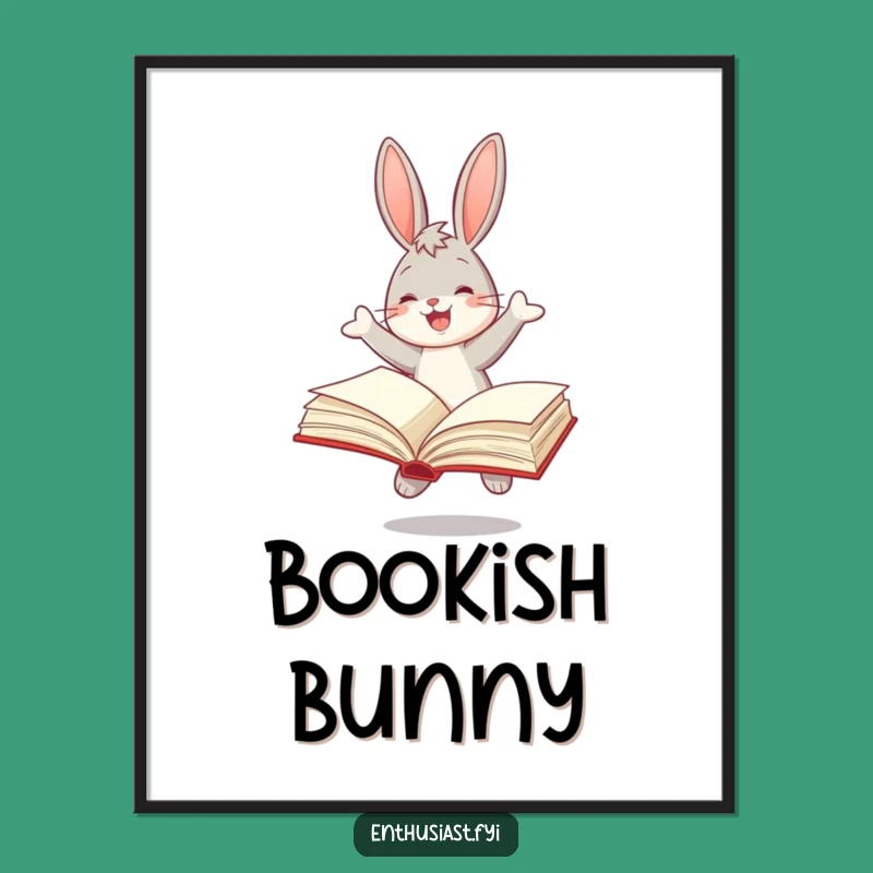 Funny Reading Bunny Digital Print: Bring Literary Cheer to Your Walls