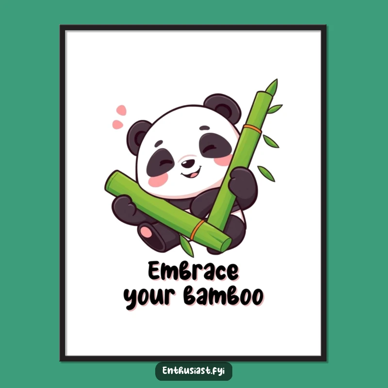 Funny Panda Bamboo Digital Art: Proud Sigh Download, Instant Calm Decor Gift