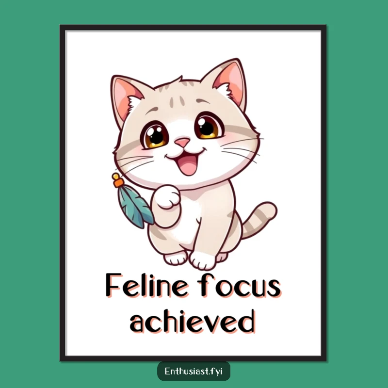 Funny Cat Digital Print: Playful Kitty Toy Art, Instant Funny Gift