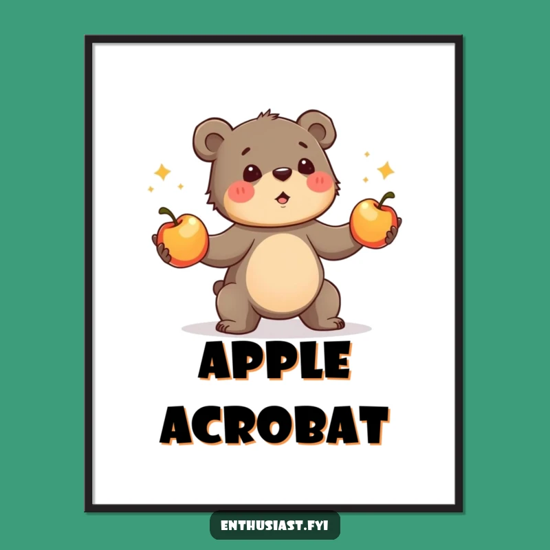 Funny Bear Cub Digital Art - Juggling Enthusiasm - Instant Funny Gift!