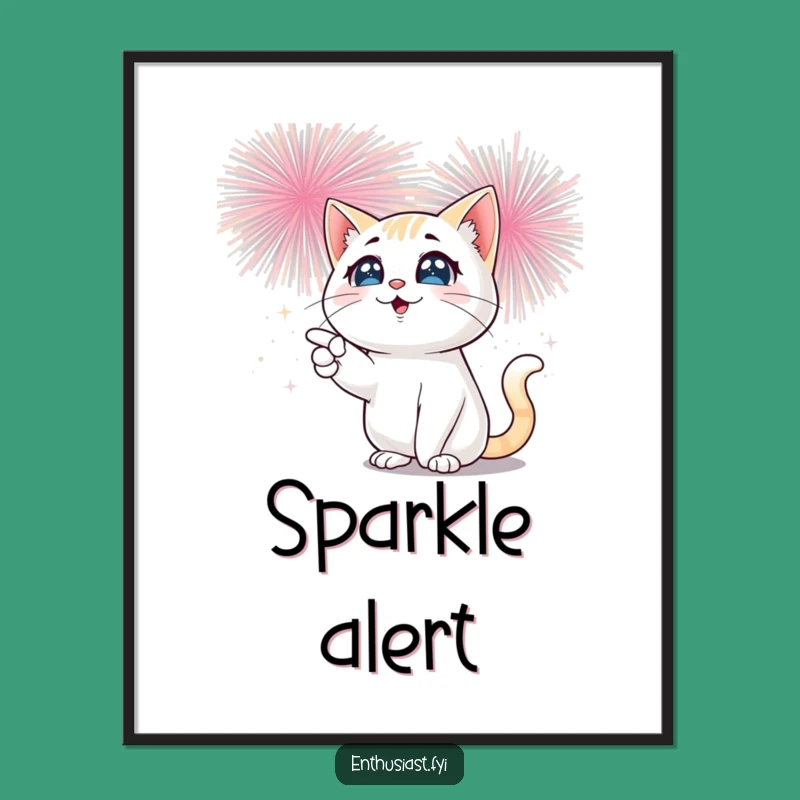 Funny Cat Fireworks Digital Art: Sparkling Eyes Print: Instant Gift!
