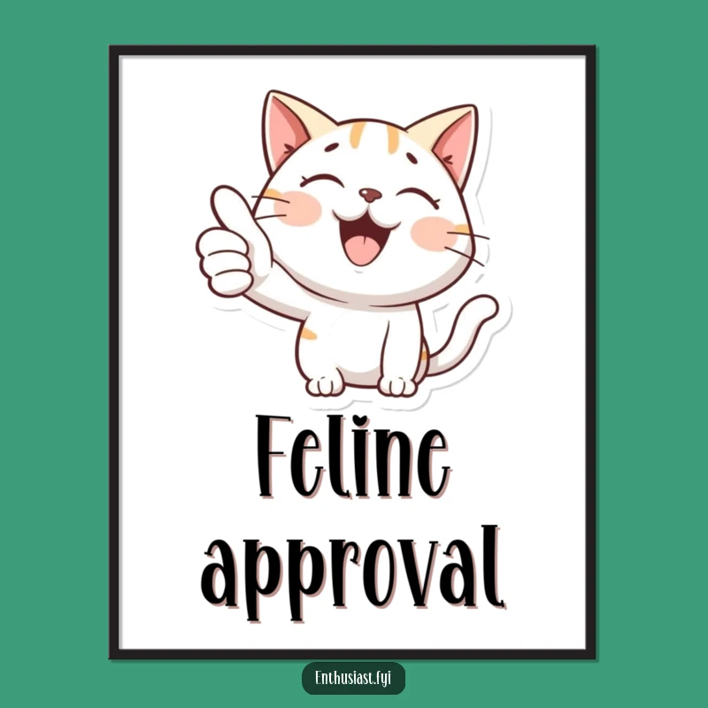 Funny Cat Thumbs Up Digital Art: Instant Cool Download, Perfect Funny Gift!