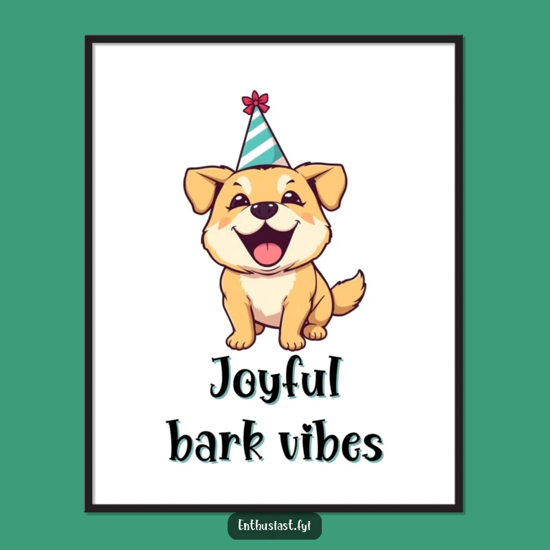 Funny Dog Party Digital Art: Frame Festive Cheer - Instant Gift Download!