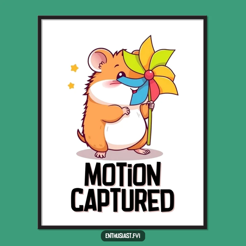 Funny Energetic Hamster Digital Art: Pinwheel Fun for Instant Joy