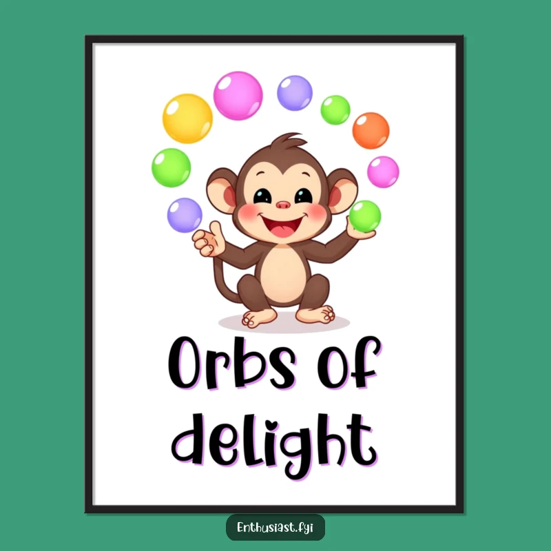 Funny Monkey Juggling Digital Art - Playful Wall Decor for Vibrant Spaces