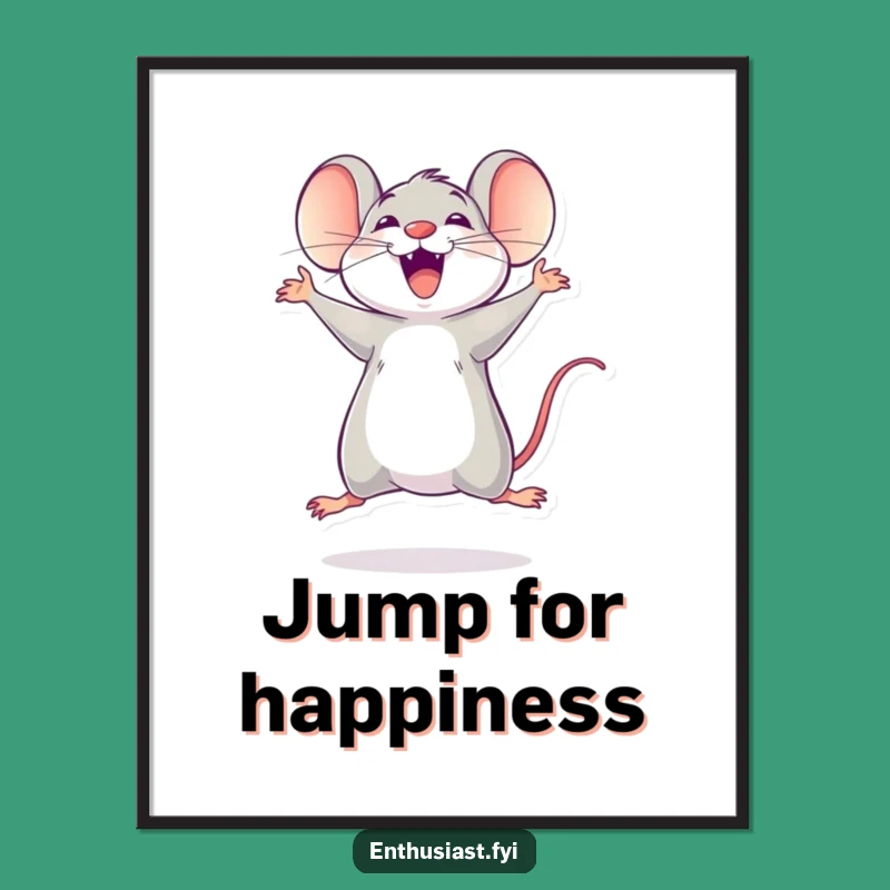 Funny Mouse Excitement Digital Art: Instant Joyful Decor