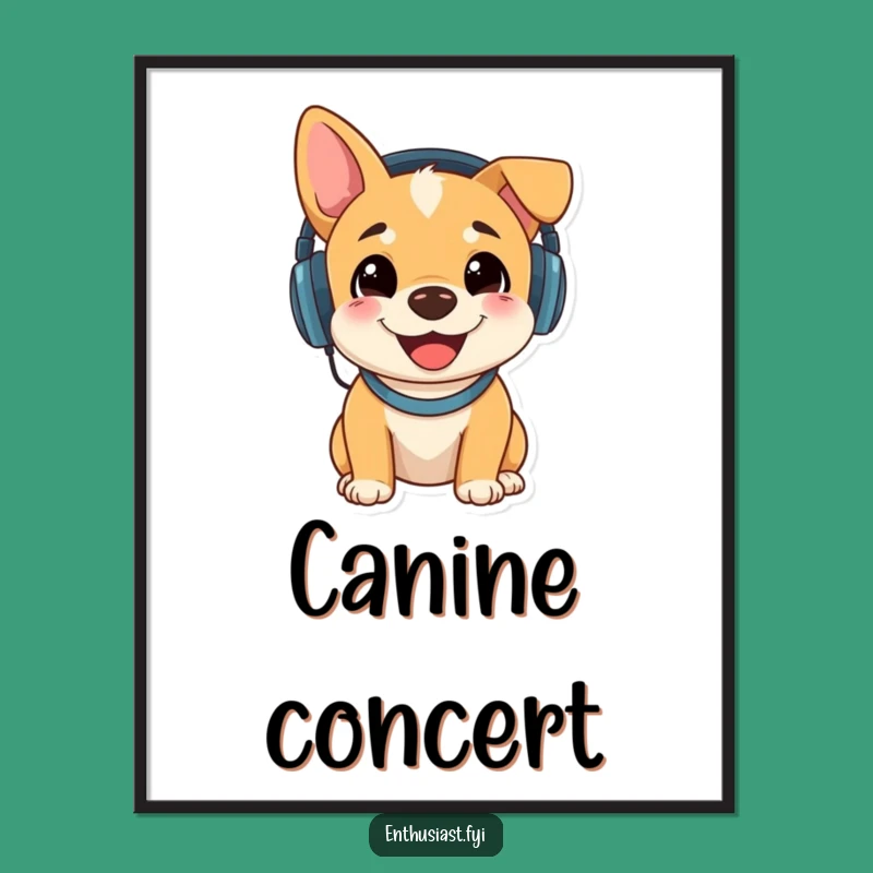 Funny Music Dog Digital Print: Wall Art for Pet Lovers Who Jam