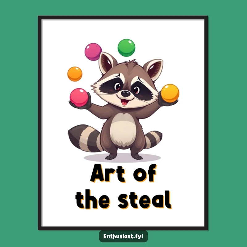 Funny Raccoon Juggling Digital Art: Instant Fun for Your Walls