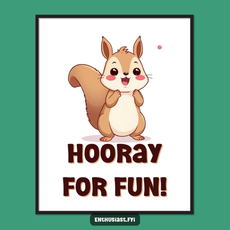 Funny Squirrel Cheering Digital Art Print: Instant Energy for Your Walls