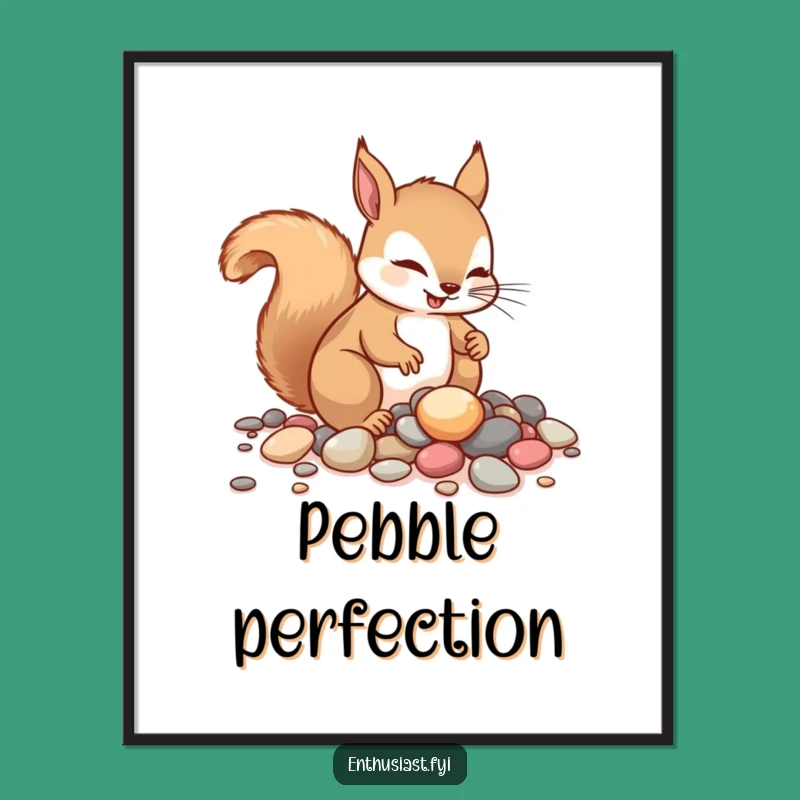 Funny Squirrel Digital Art - Pebble Collector's Enthusiasm - Instant Funny Gift!