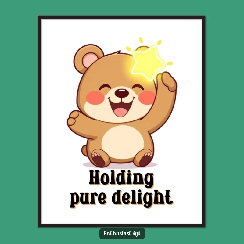 Funny Bear Joy Digital Art: Instant Happy Download, Perfect Funny Gift for Art Lovers