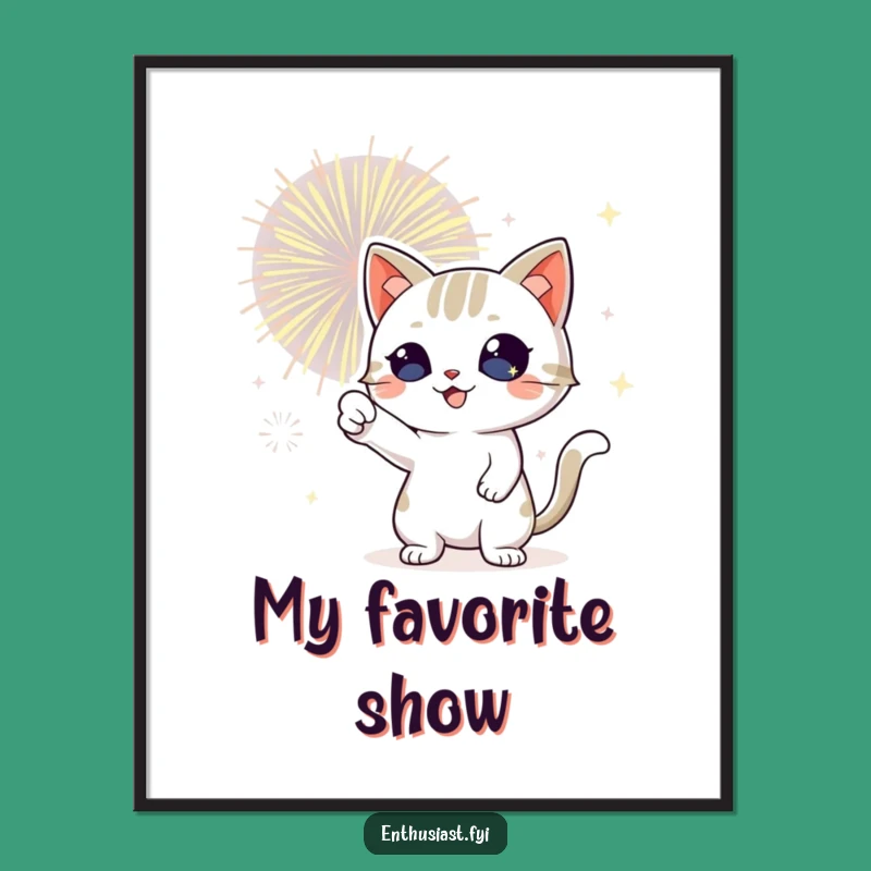 Funny Cat Fireworks Digital Art: Instant Festive Download, Perfect Funny Gift for Art Lovers