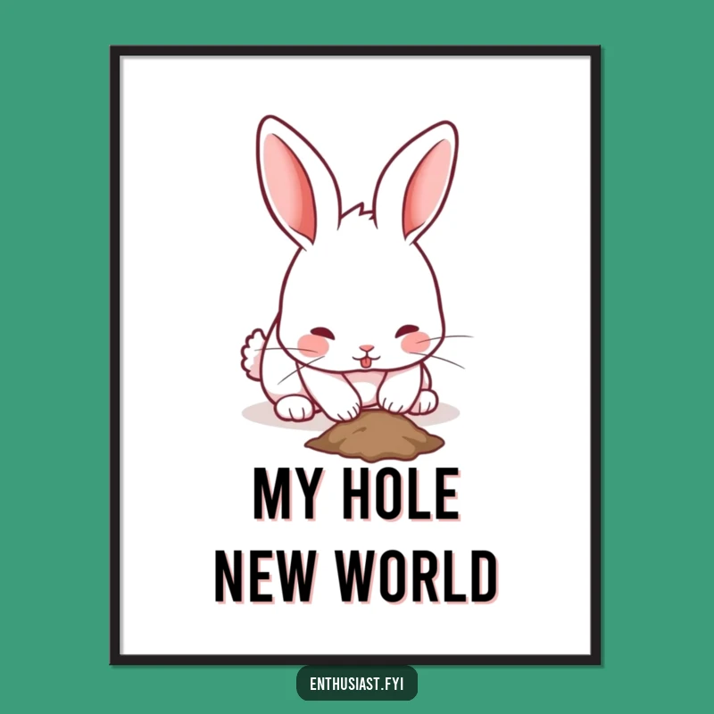 Funny Rabbit Digital Print: Digging Bunny Art, Instant Funny Gift