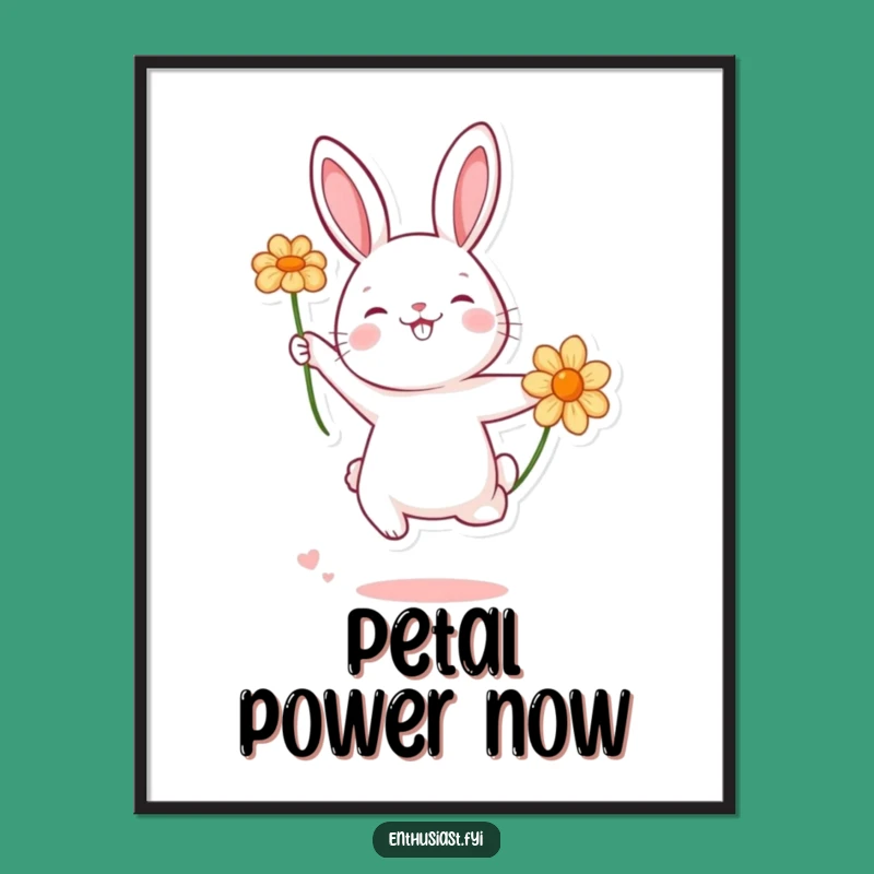 Funny Rabbit Flower Art Print - Instant Joyful Wall Decor Gift!