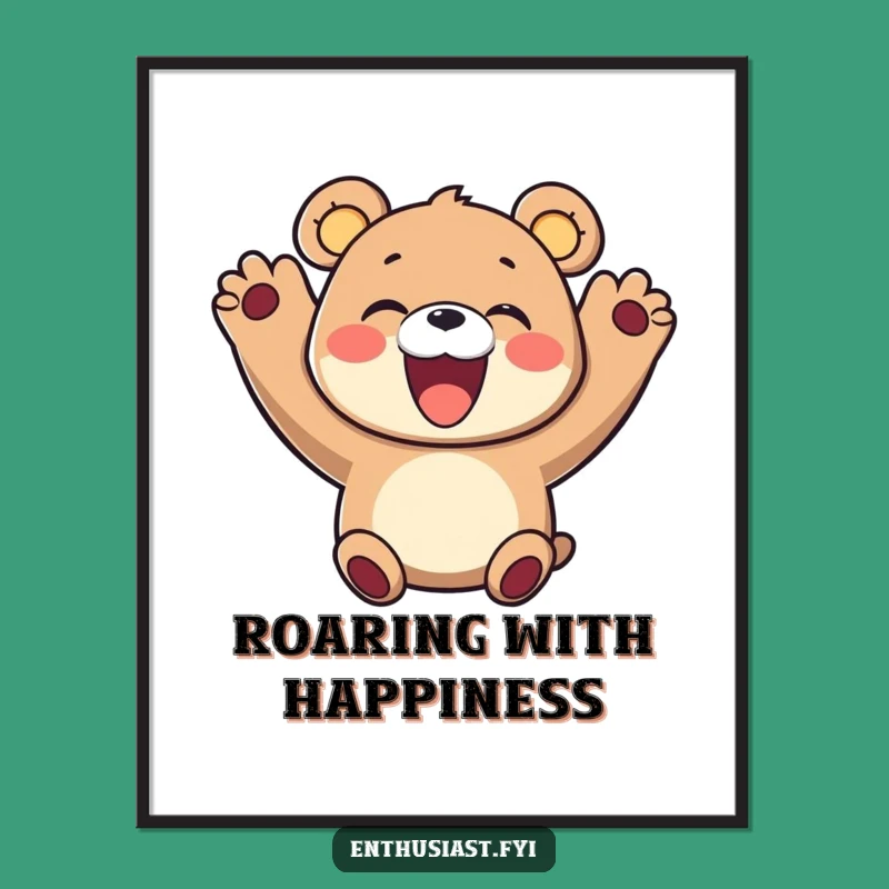 Funny Bear Digital Art: Cheerful Character Print for Joyful Home Decor